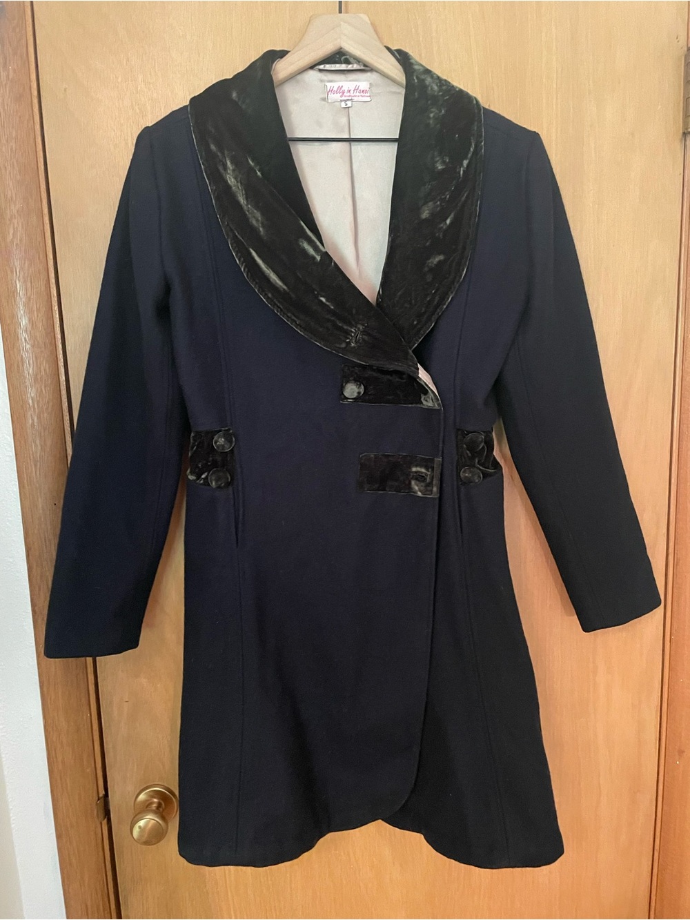 Holly In Hanoi Wool and Velvet Coat Size S